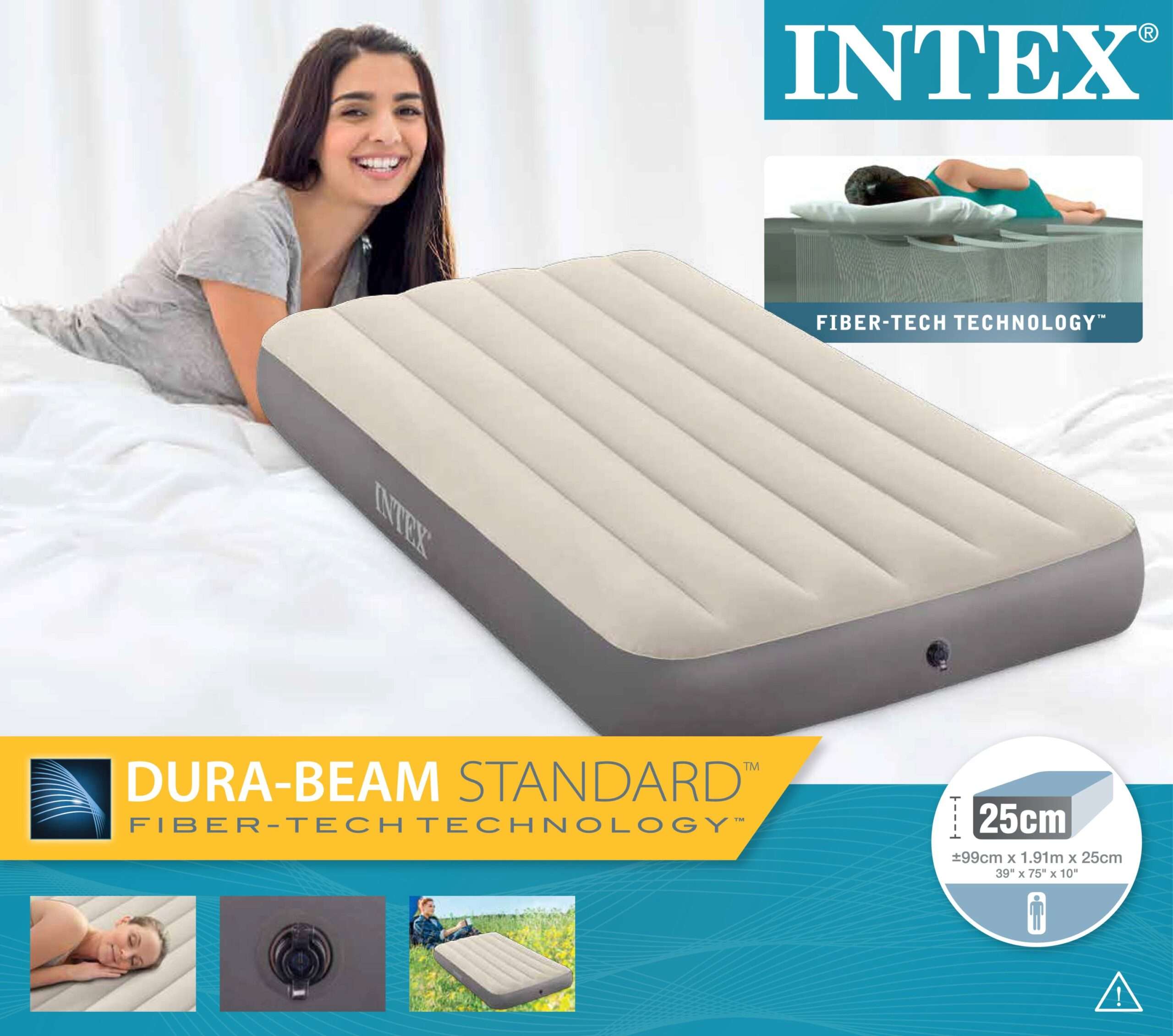 Intex - Inflatable Outdoor Camping Rest Twin Dura-Beam Series