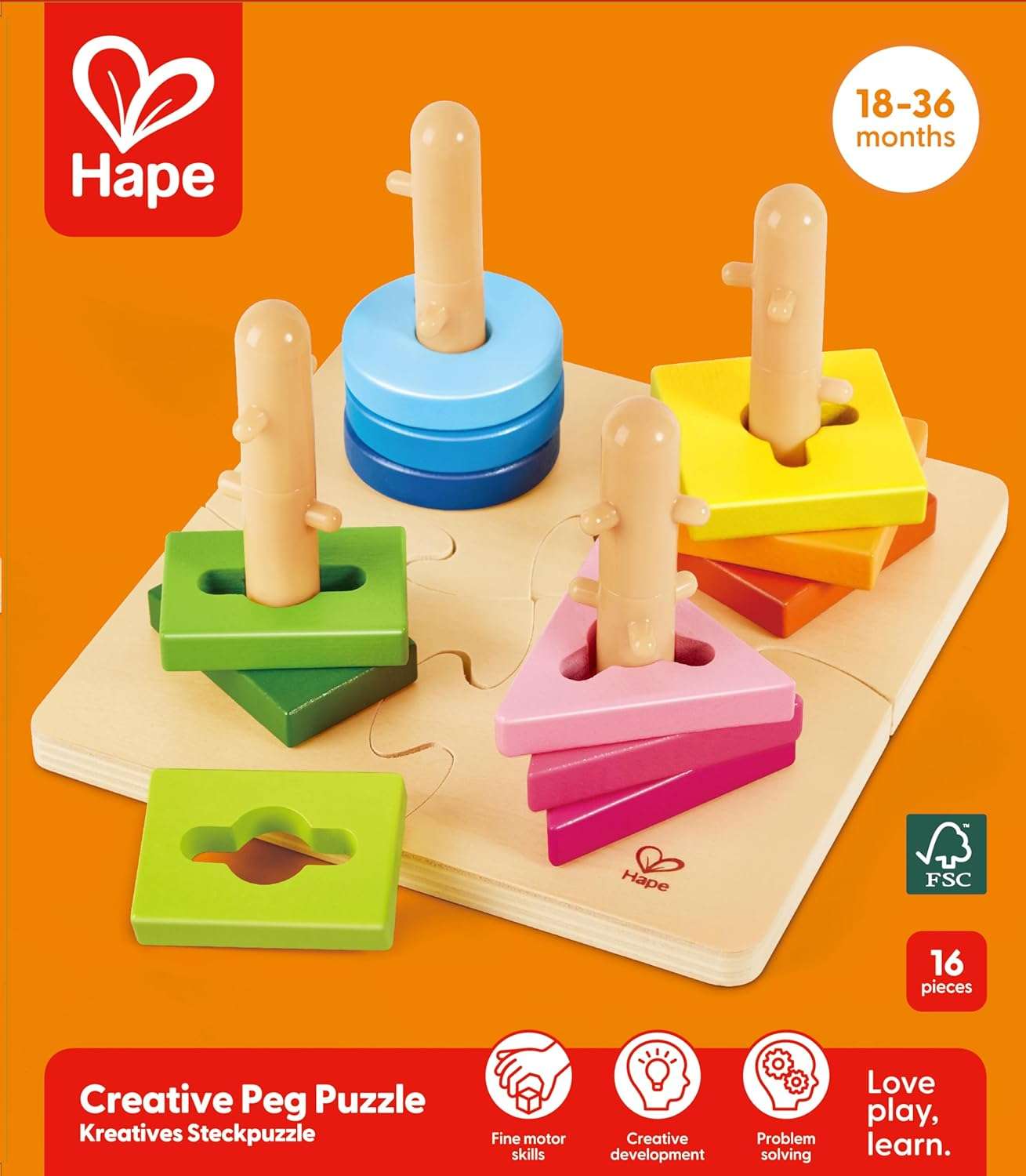 Hape - Wooden Creative Peg Puzzle - Image 8