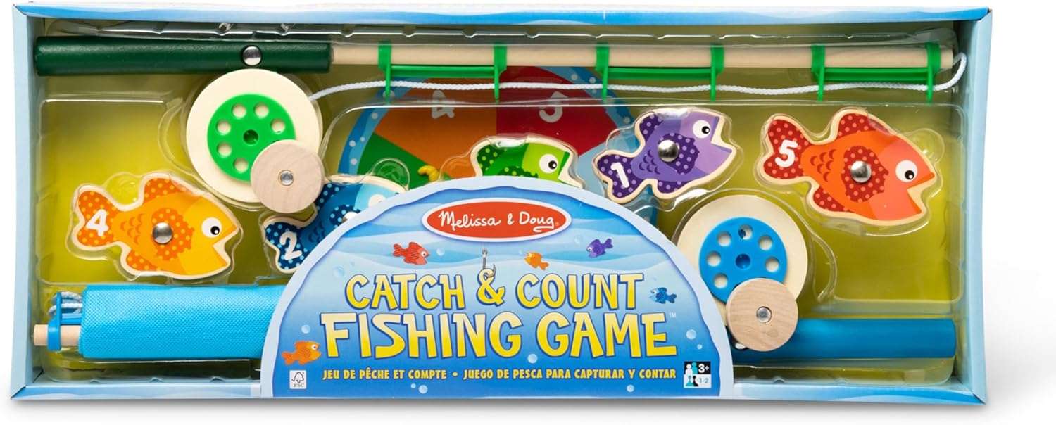 Melissa & Doug - Catch & Count Wooden Fishing Game with 2 Magnetic Rods - Image 9