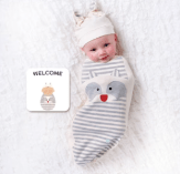 Cozy Cocoon – Swaddle with Hat and Announcement Card - Raccoon Baby