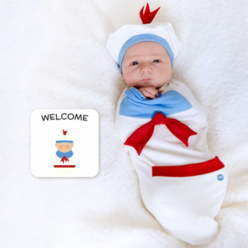 Cozy Cocoon – Swaddle with Hat and Announcement Card – Sailor Sam
