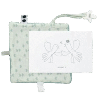 Snoozebaby – Cuddle toy with labels & Card with envelope – Misty Green