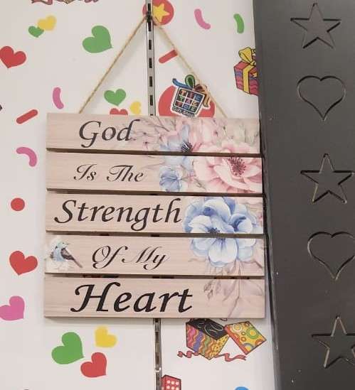 Inspirational Quotes - God Is The Strength - Wooden Wall Hang Decor HxW:10x10 inches - Image 4