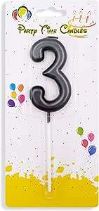 PARTY TIME - Black Number Candles - From Numbers 0 To 9 - Image 4