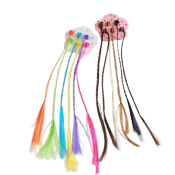 Hair Extensions For Women & Kid - Trendy Hair Streaks Braided kids Hair extensions with Clip - Assorted