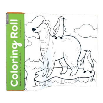 Mudpuppy - Animals of the World Coloring Roll - 10 Feet of Creative Coloring Fun – Includes 6 Crayons