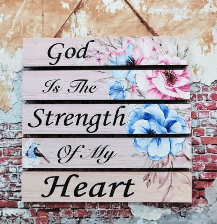 Inspirational Quotes - God Is The Strength - Wooden Wall Hang Decor HxW:10x10 inches - Image 3