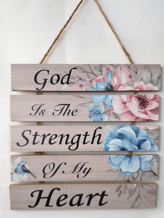Inspirational Quotes - God Is The Strength - Wooden Wall Hang Decor HxW:10x10 inches - Image 2