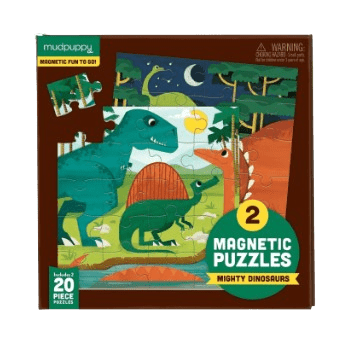 Mudpuppy Mighty Dinosaurs - Tri Fold Magnetic Puzzles