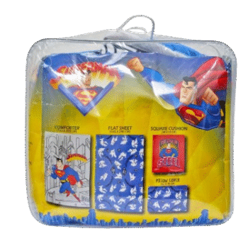 Warner Bros Superman Kids Duvet Set - Twin/Full Size -  4 Pc Comforter Set For Kids