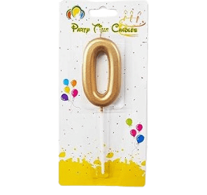PARTY TIME - Gold Number Candles - From Numbers 0 To 9
