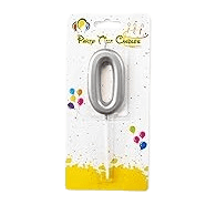 PARTY TIME - Silver Number Candles - From Numbers 0 To 9