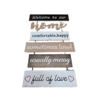Welcome To Our Home Hanging Wood Decoration