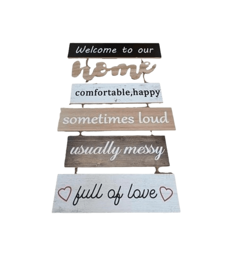 Welcome To Our Home Hanging Wood Decoration