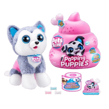 Zuru Pets Alive - Pooping Puppies (Husky) - Surprise Puppy Plush, Ultra Soft Plushies, Interactive Toy Pets, Electronic Pet Puppy for Girls and Children - 9542