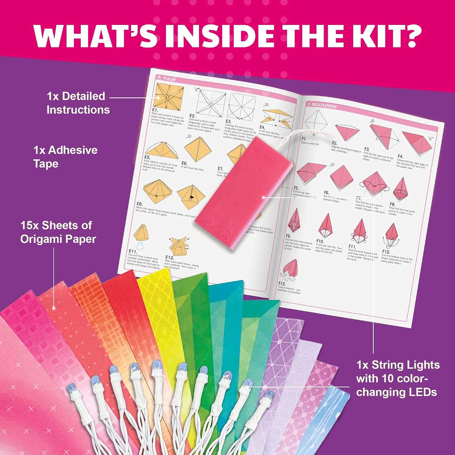 4M Kidzmaker Origami Flower Lights Kit - Image 4