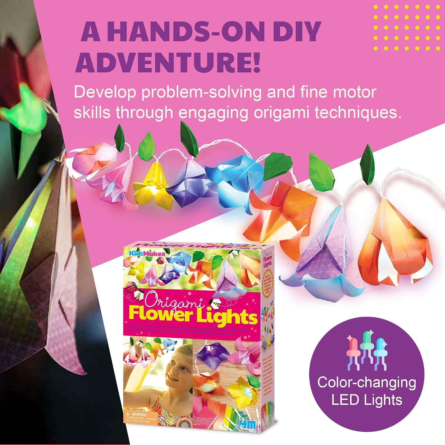 4M Kidzmaker Origami Flower Lights Kit - Image 5