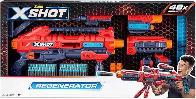 XShot Excel Regenerator Foam Dart Blaster with Over 1, 000 Unique Combinations! (48 Darts) by Zuru, Multicolor, 36351
